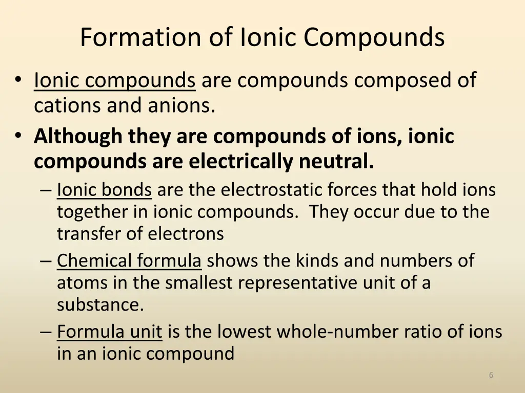 formation of ionic compounds