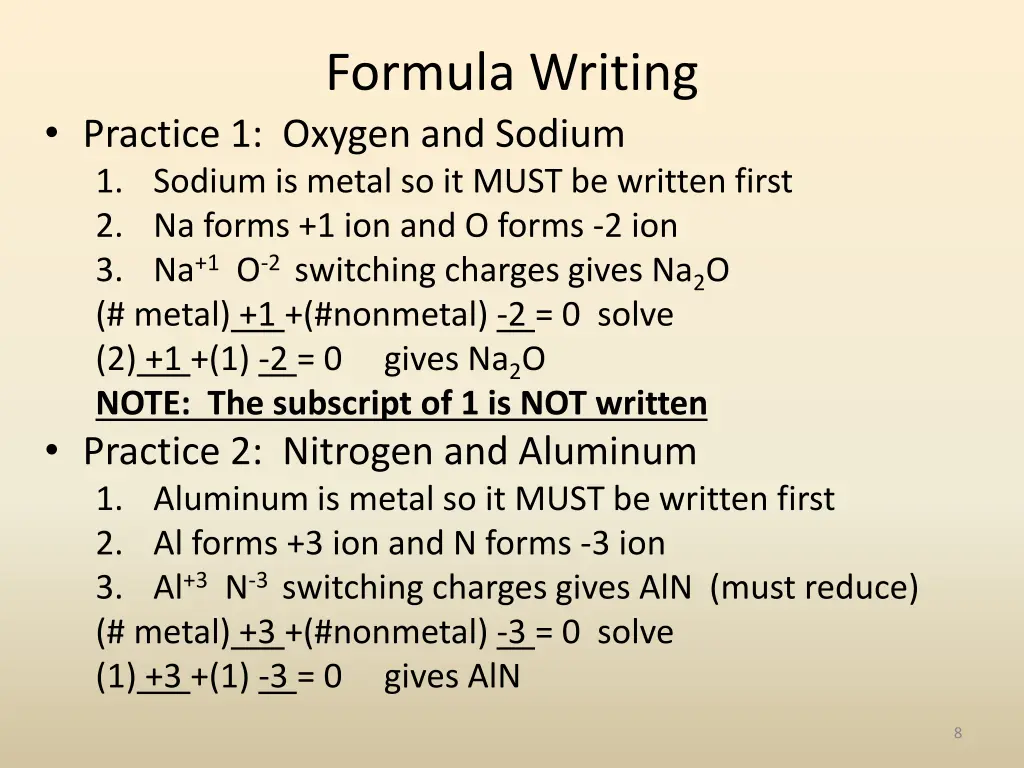 formula writing 1