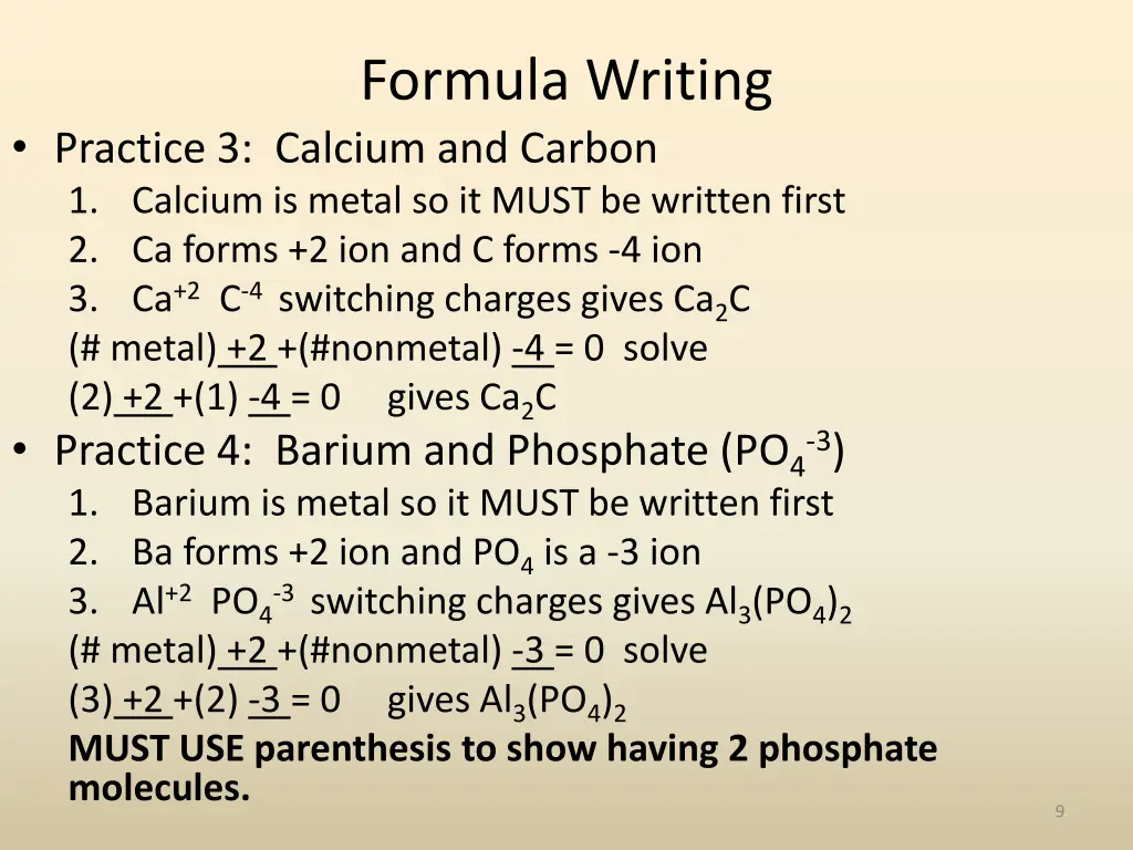 formula writing 2