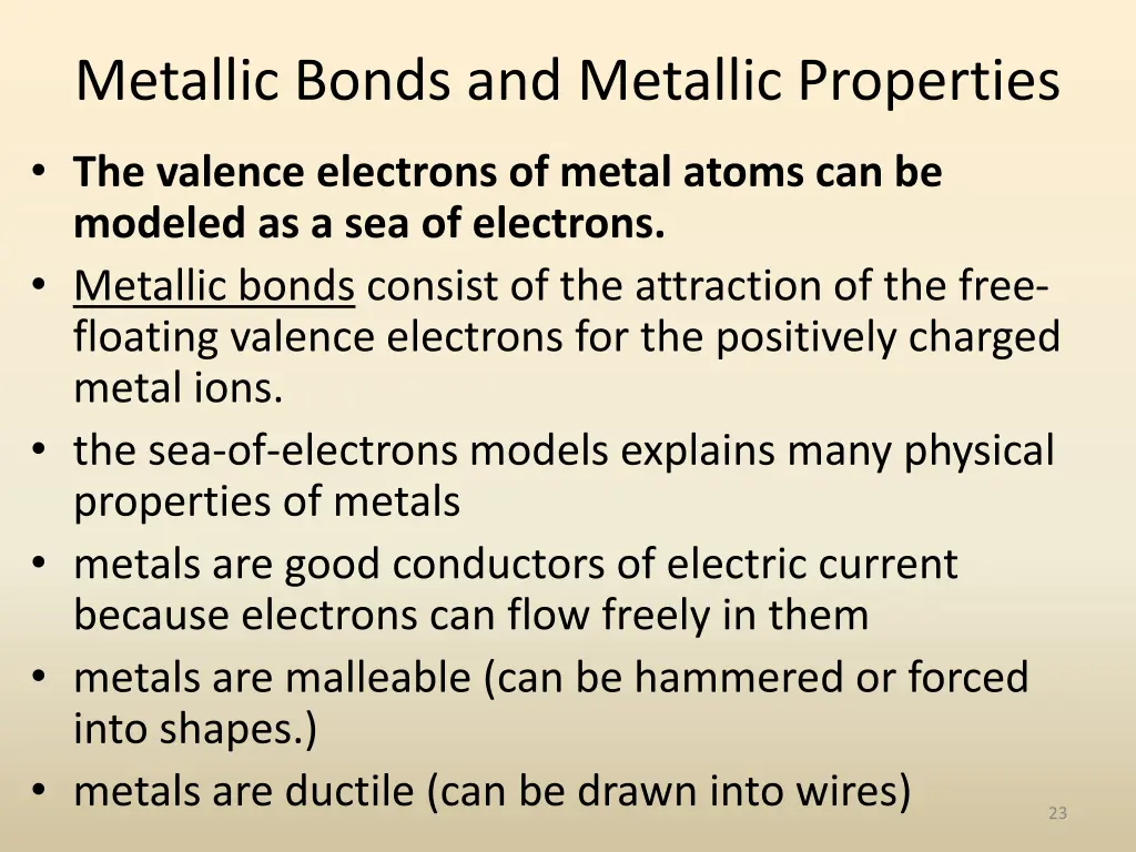 metallic bonds and metallic properties