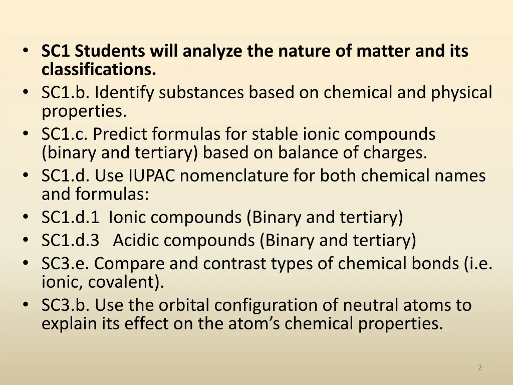 sc1 students will analyze the nature of matter