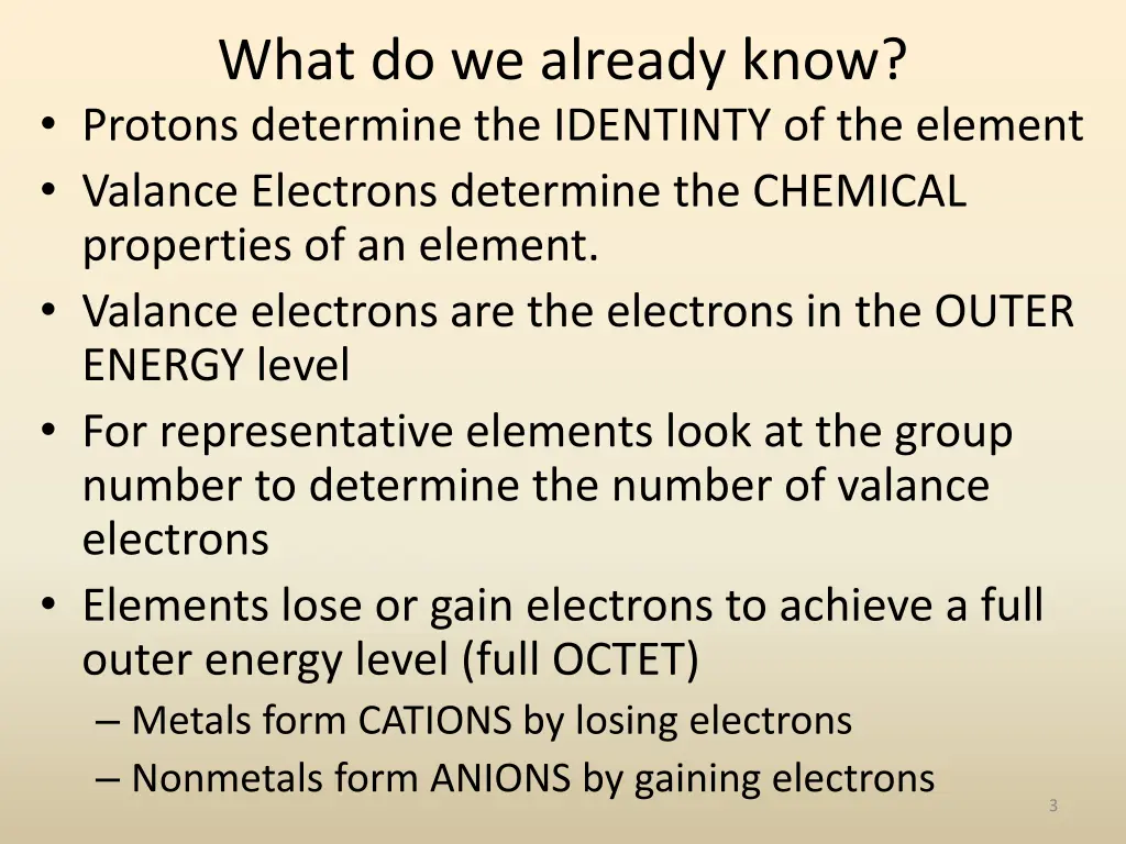 what do we already know protons determine