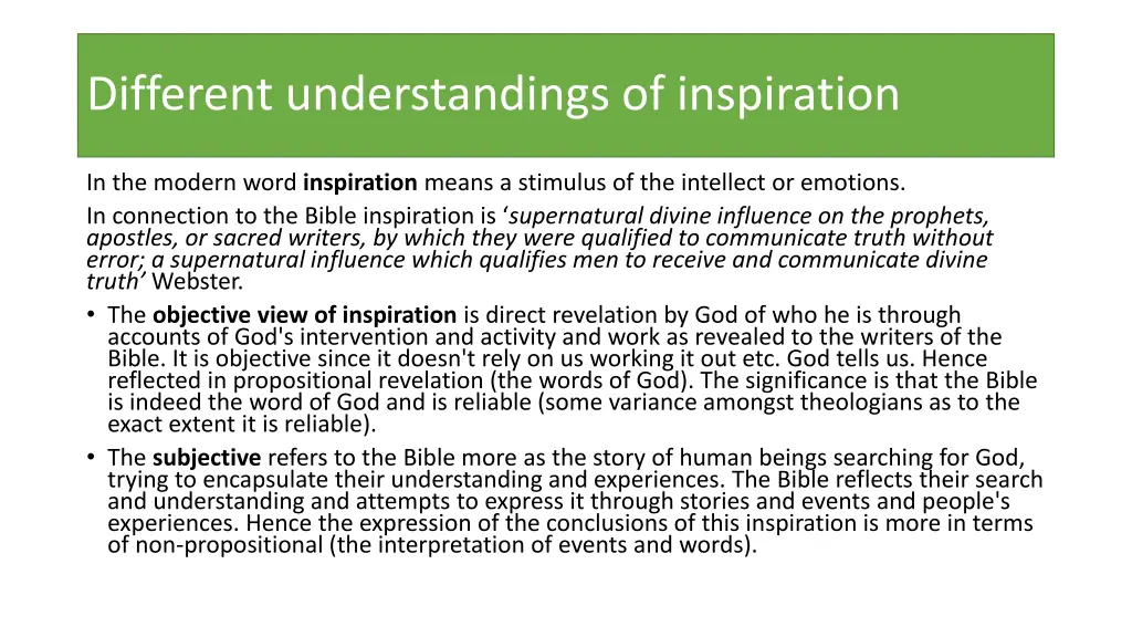 different understandings of inspiration