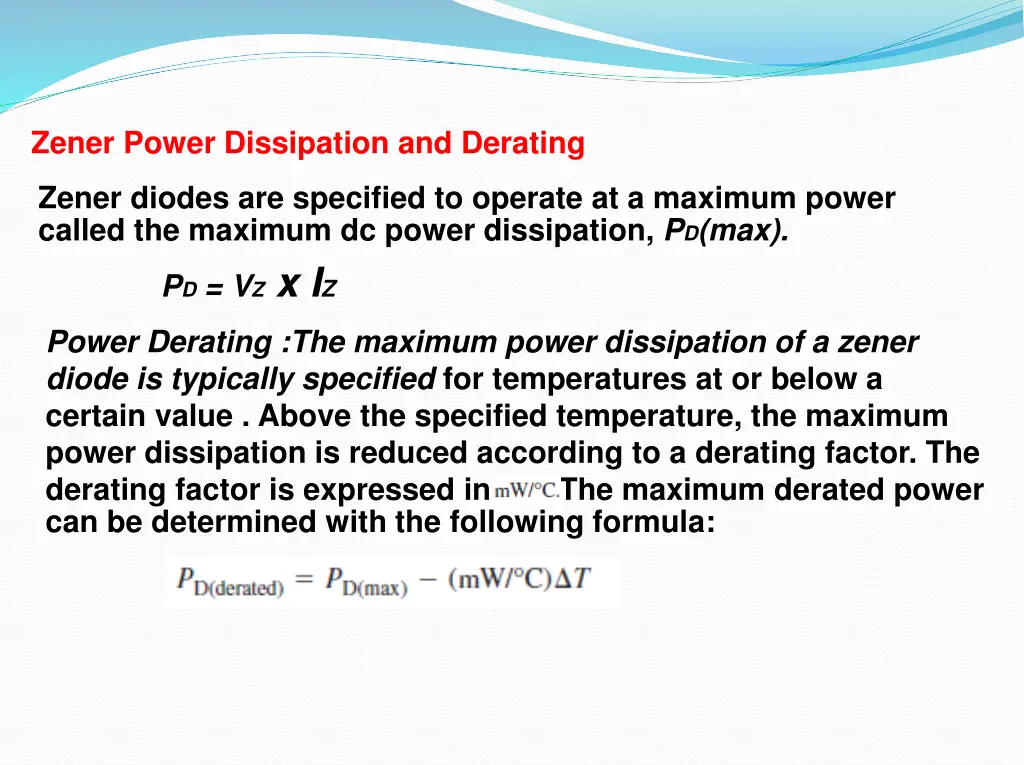 zener power dissipation and derating