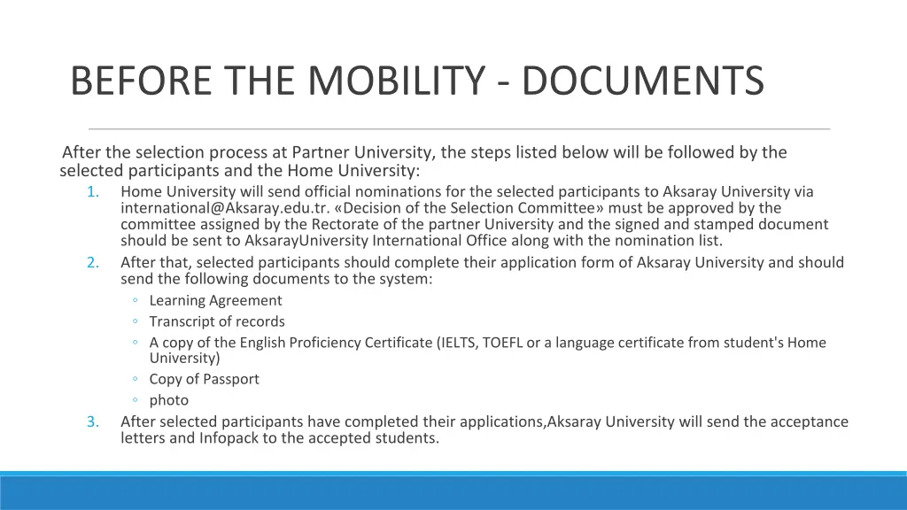 before the mobility documents