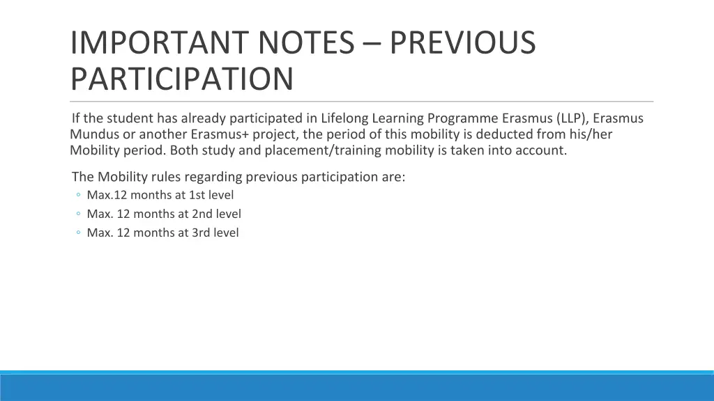 important notes previous participation