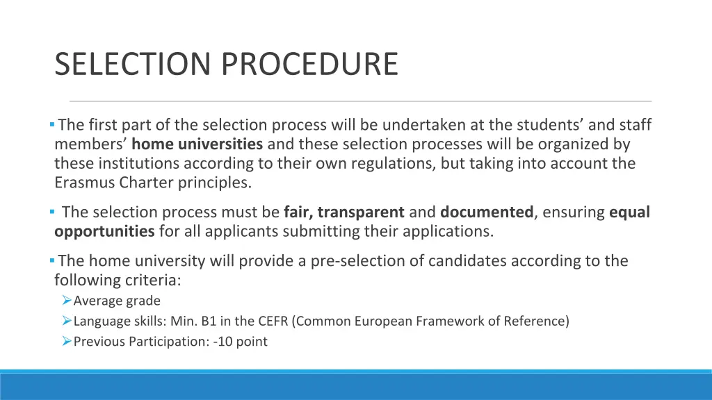 selection procedure