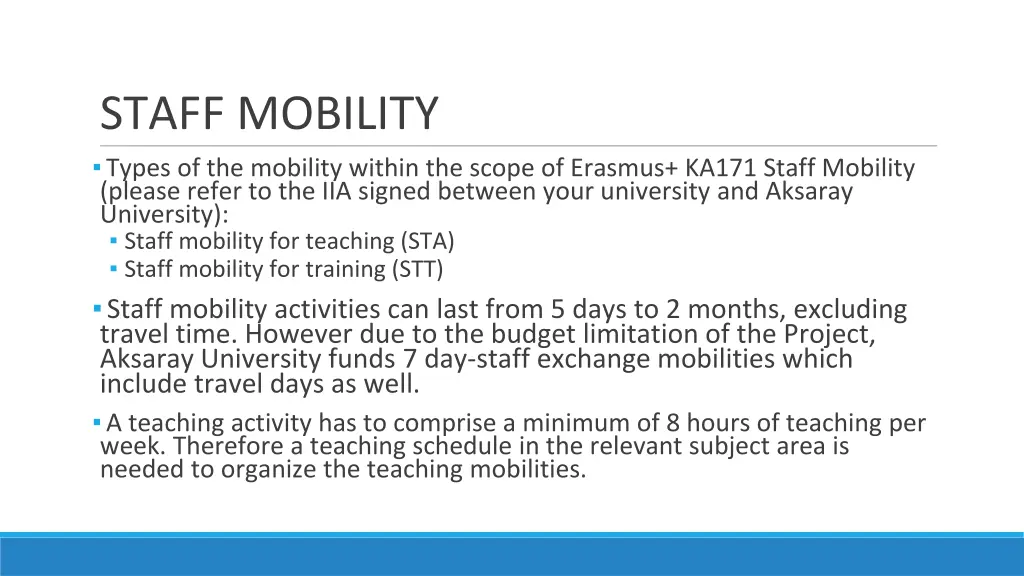 staff mobility types of the mobility within