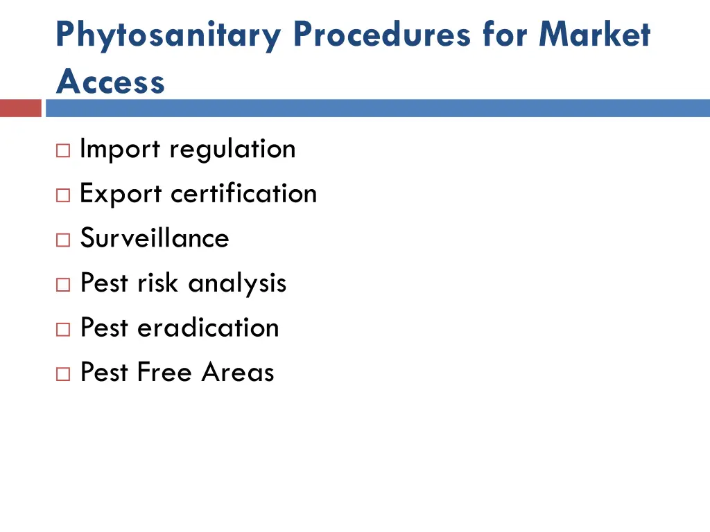 phytosanitary procedures for market access