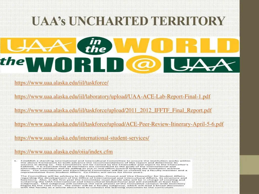 uaa s uncharted territory