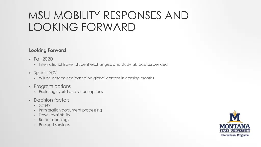 msu mobility responses and looking forward 1