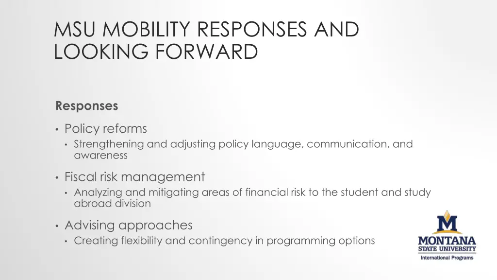 msu mobility responses and looking forward