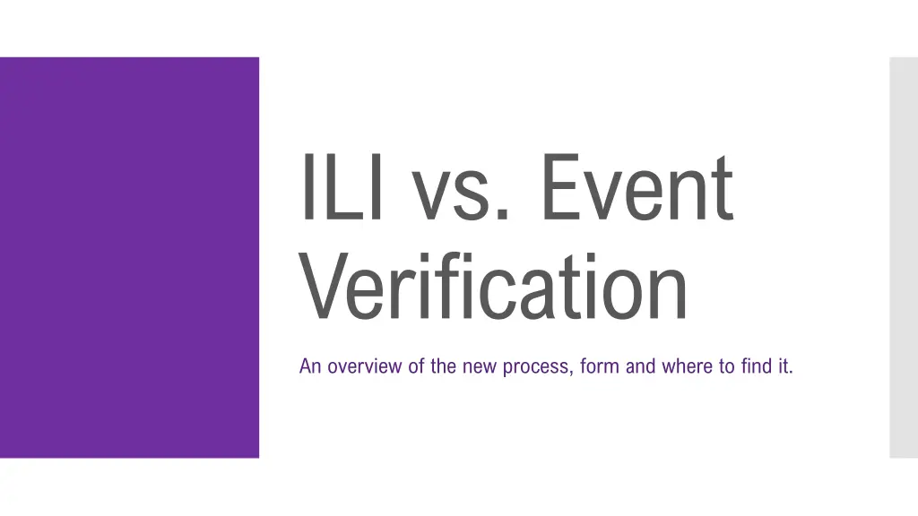 ili vs event verification