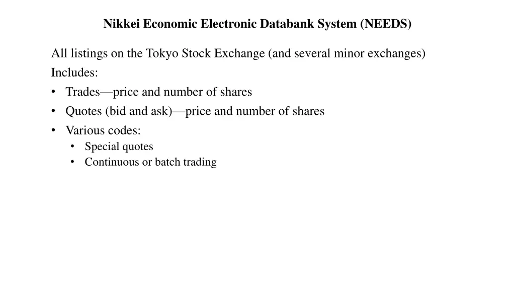 nikkei economic electronic databank system needs