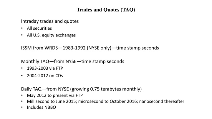 trades and quotes taq