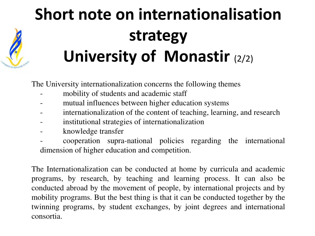 short note on internationalisation strategy 1