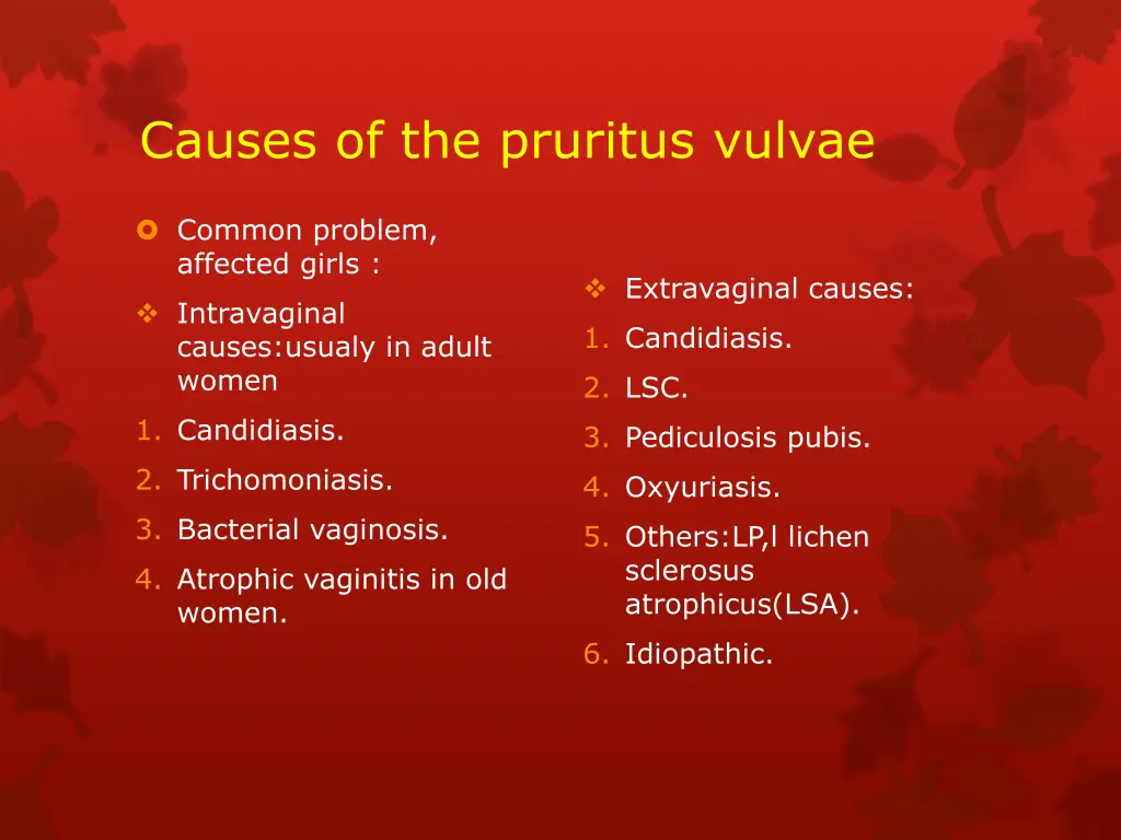 causes of the pruritus vulvae