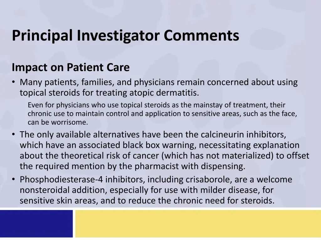 principal investigator comments 1