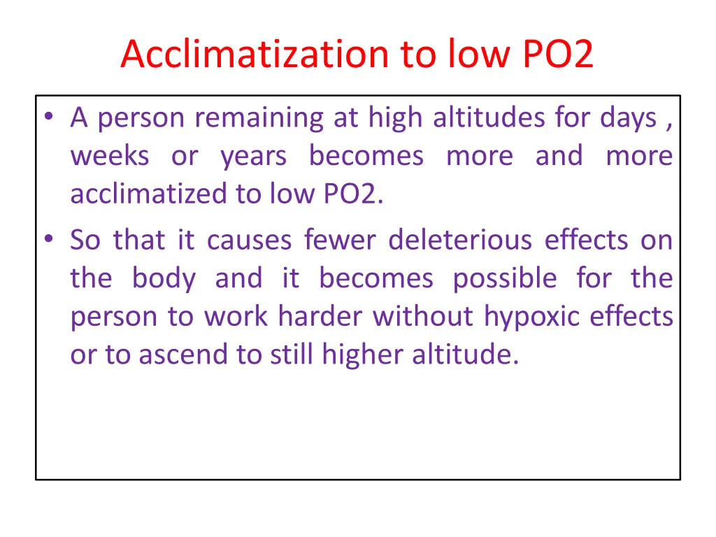 acclimatization to low po2