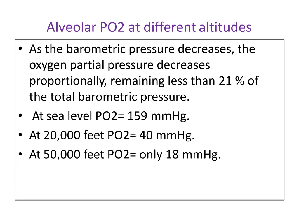 alveolar po2 at differentaltitudes