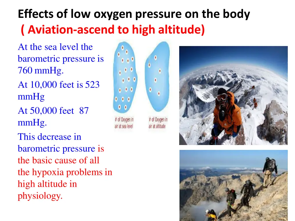 effects of low oxygen pressure on the body