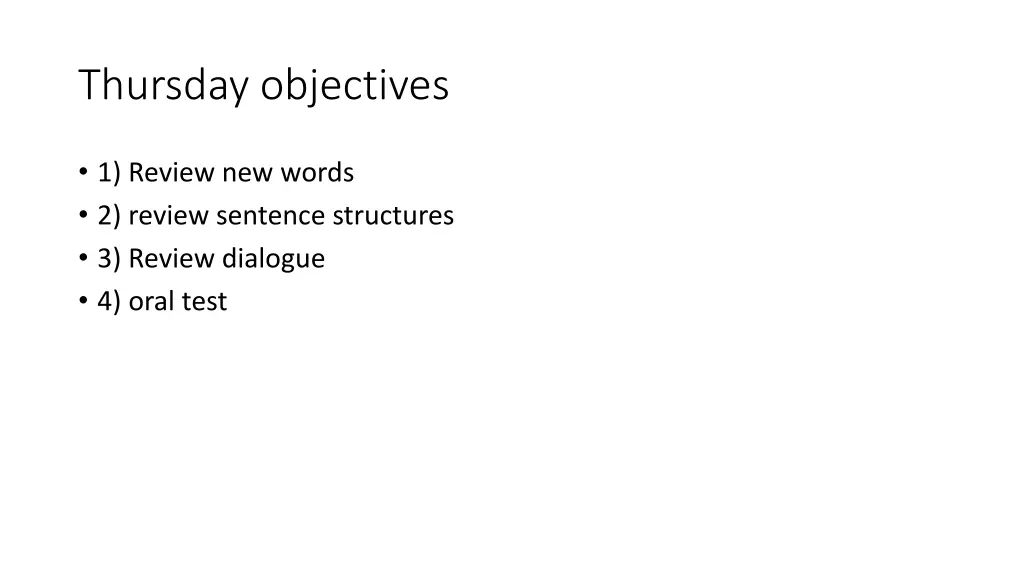 thursday objectives