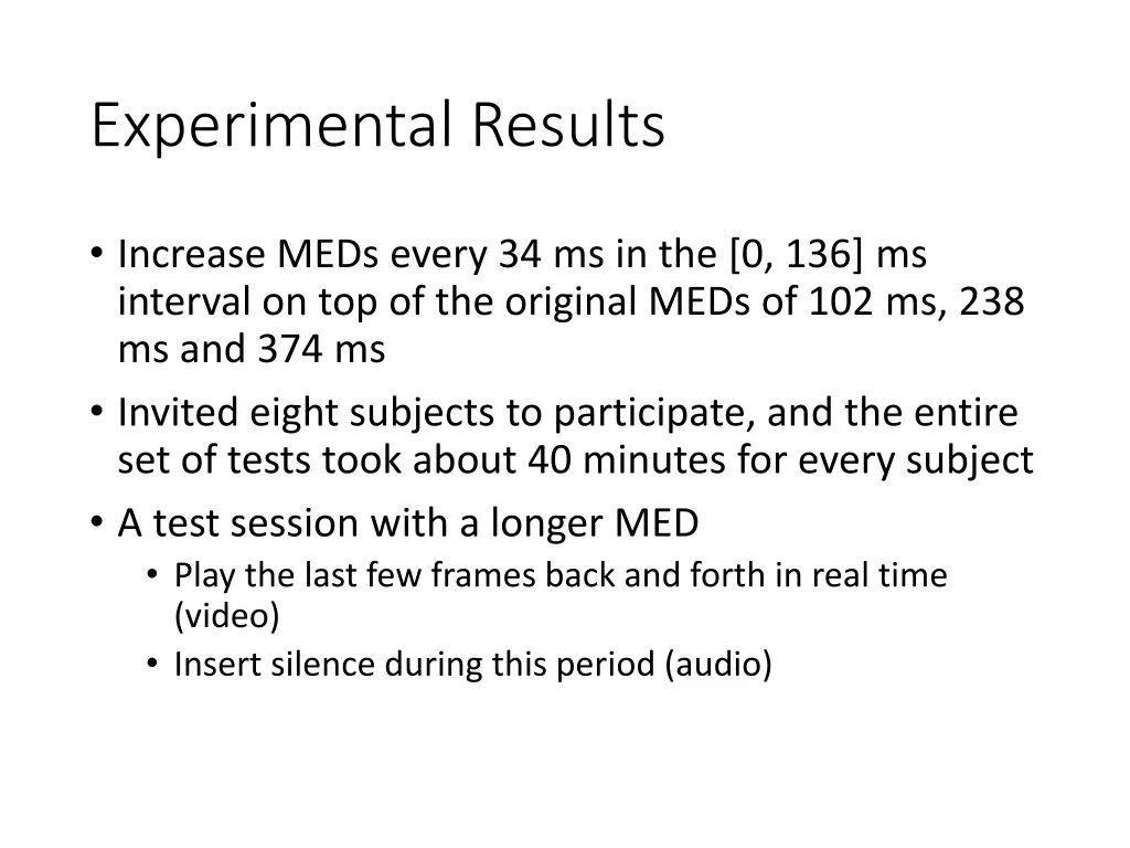 experimental results