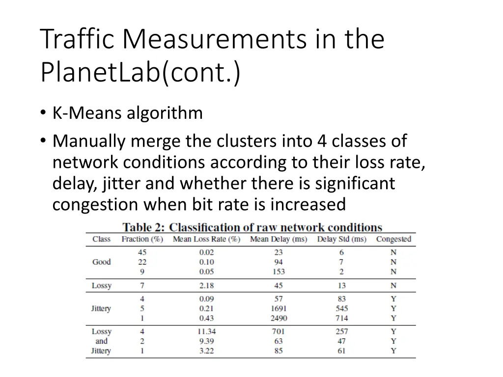 traffic measurements in the planetlab cont