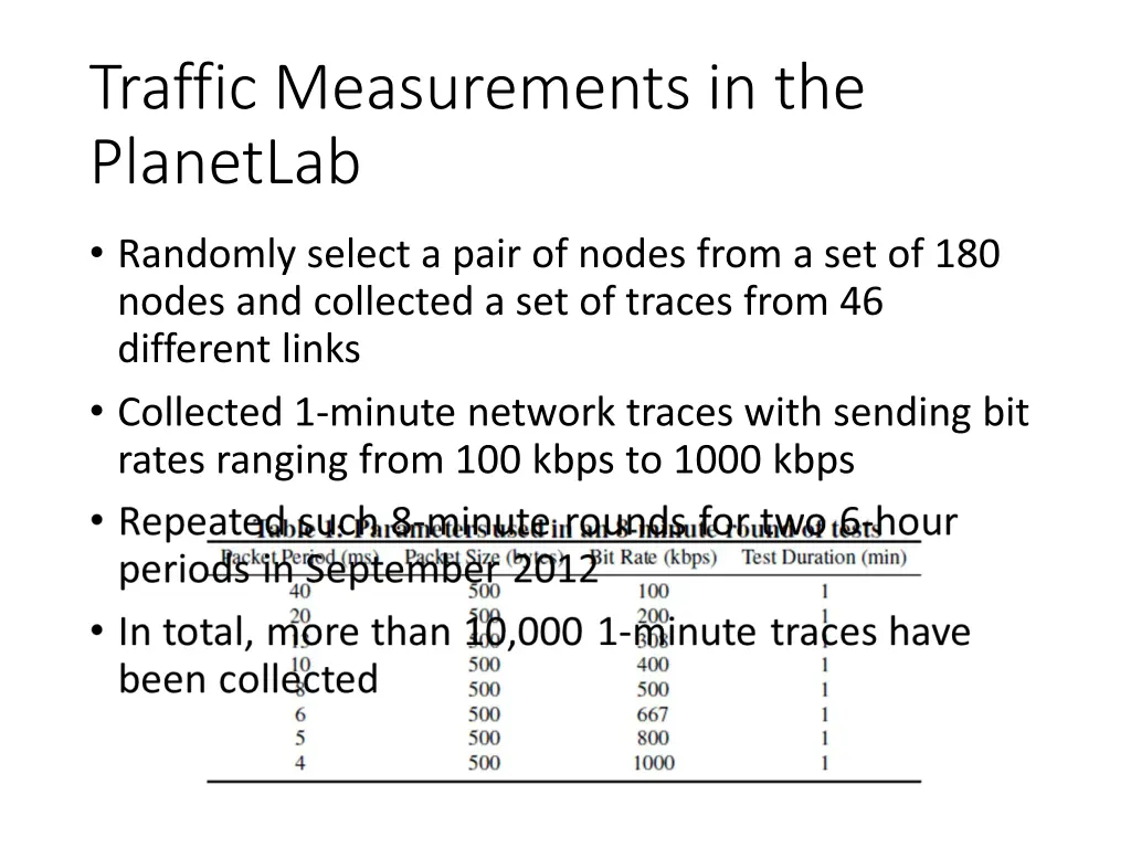 traffic measurements in the planetlab