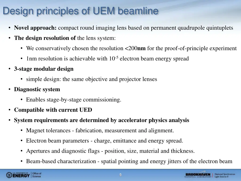 design principles of uem beamline