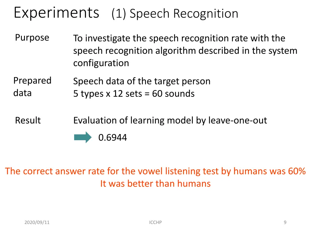 experiments 1 speech recognition