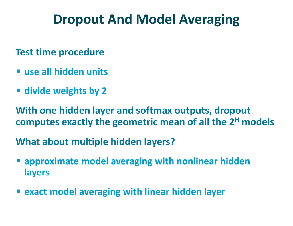 dropout and model averaging