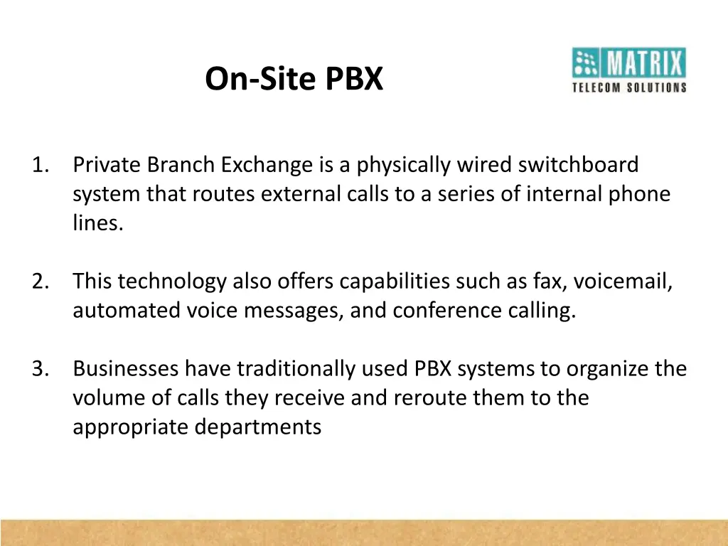 on site pbx