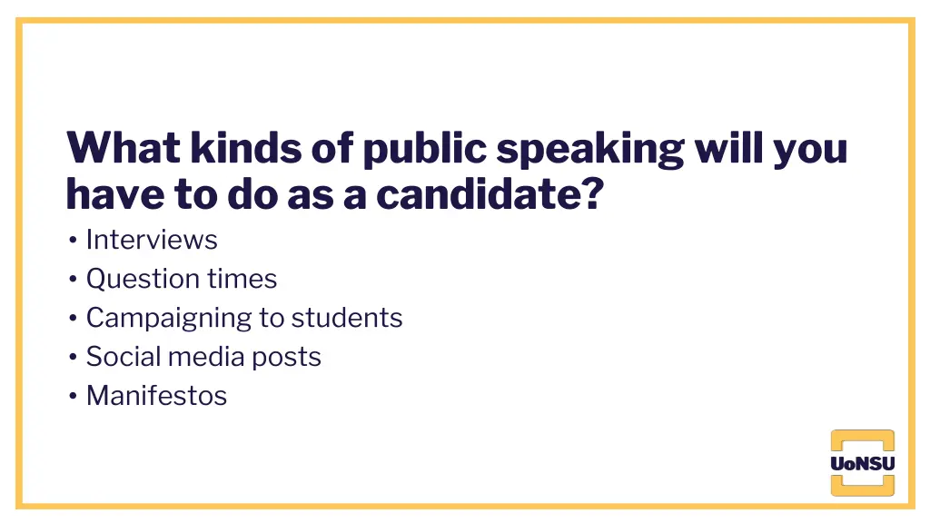 what kinds of public speaking will you have