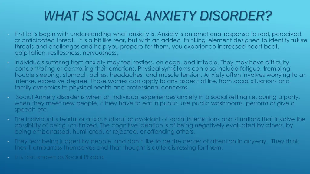 what is social anxiety disorder