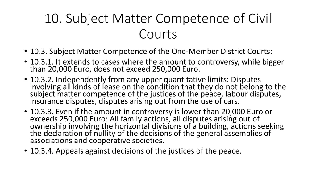 10 subject matter competence of civil courts 1