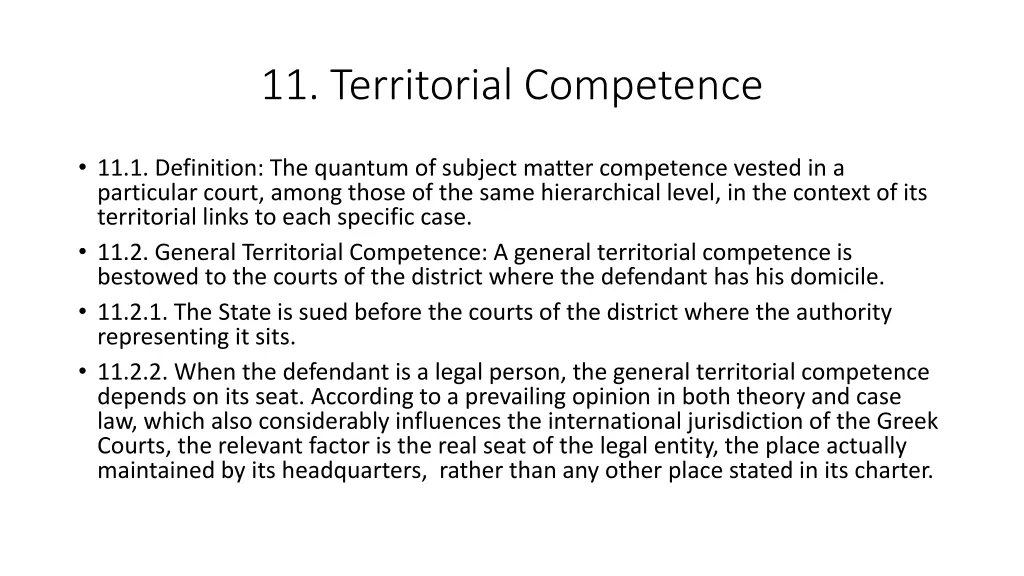 11 territorial competence