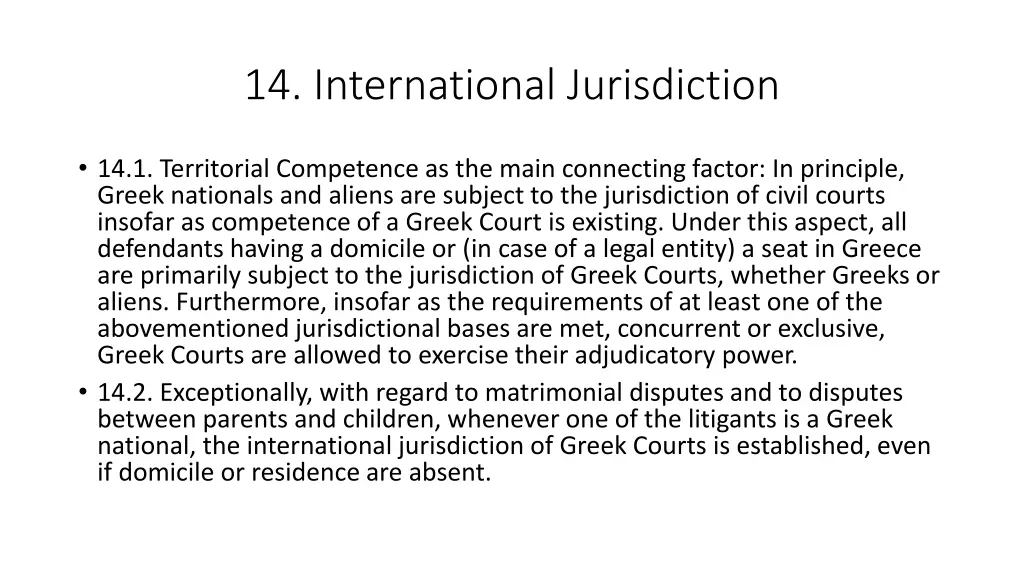 14 international jurisdiction