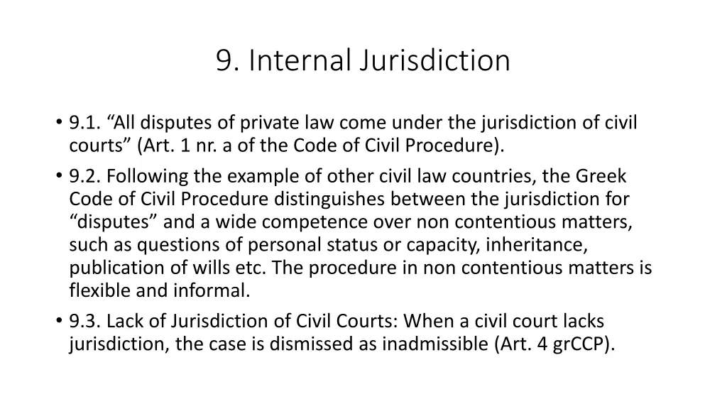 9 internal jurisdiction