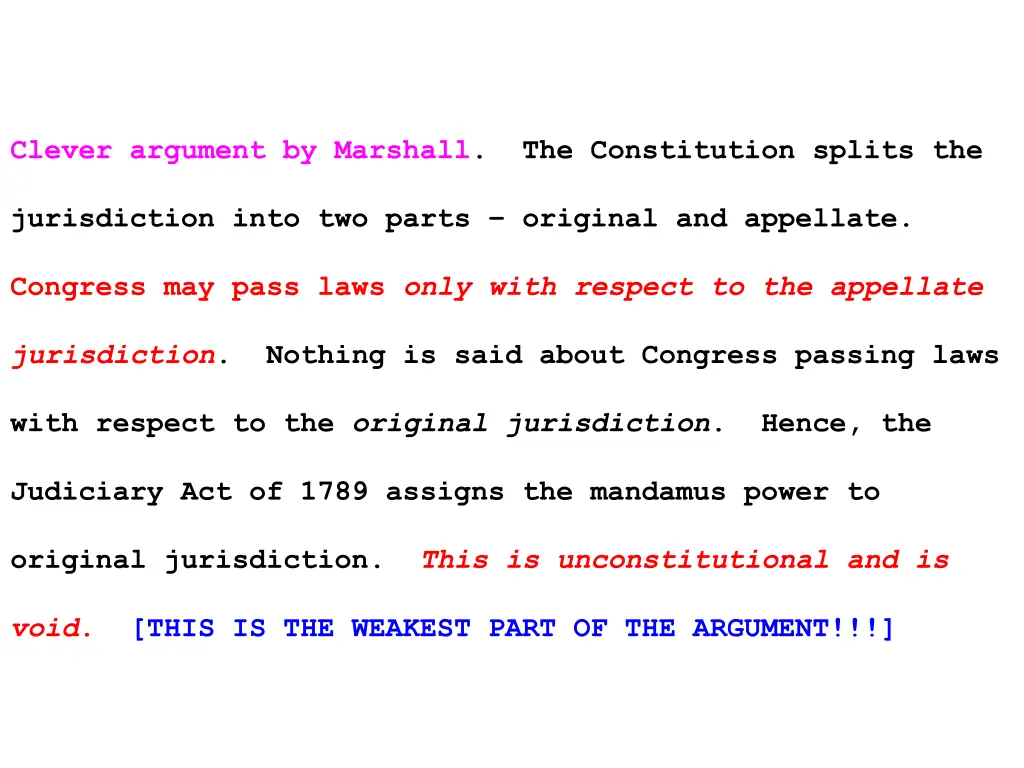 clever argument by marshall the constitution