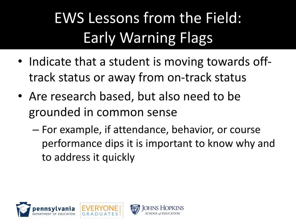 ews lessons from the field early warning flags