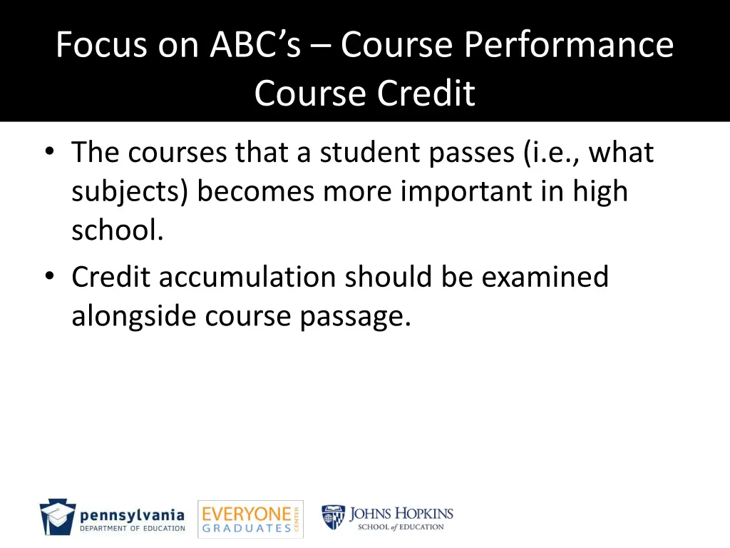 focus on abc s course performance course credit