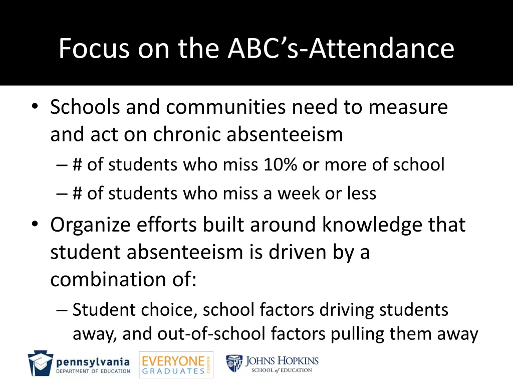 focus on the abc s attendance