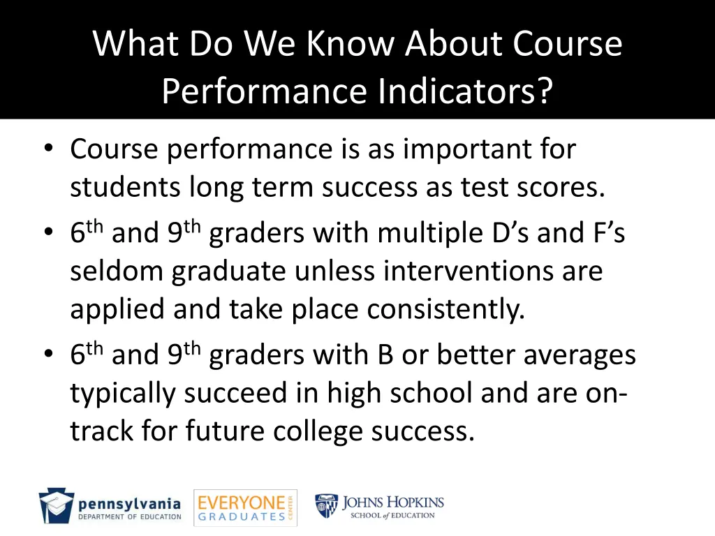 what do we know about course performance