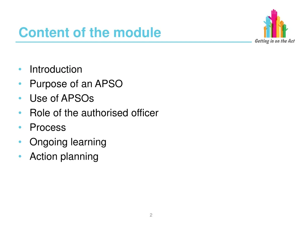 content of the module