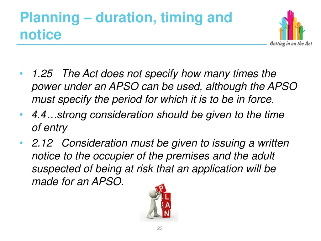 planning duration timing and notice