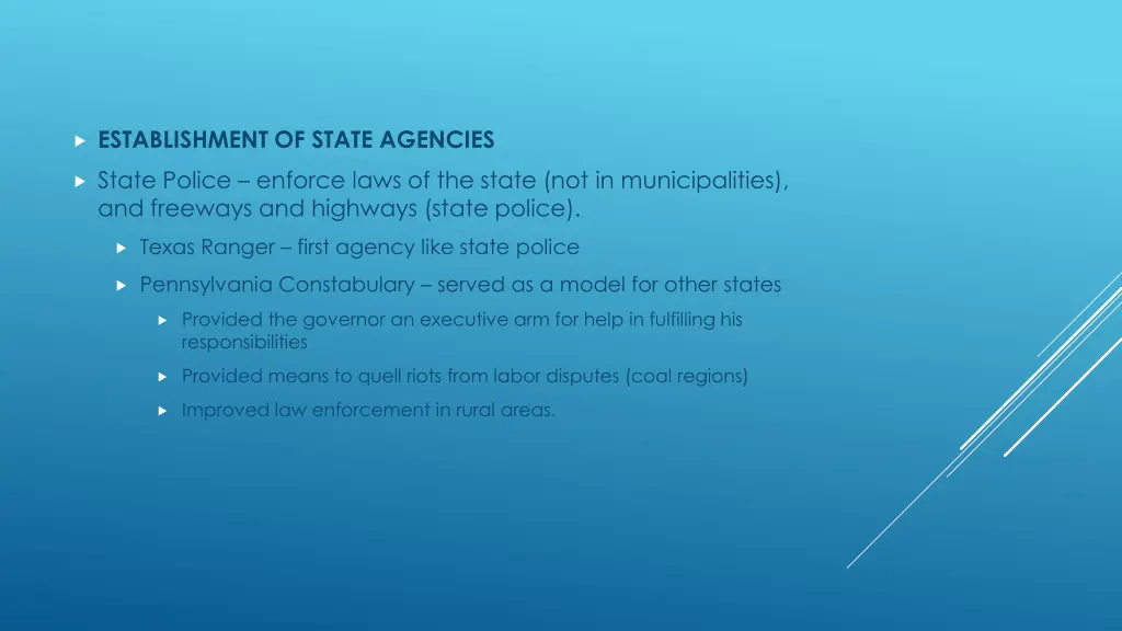 establishment of state agencies