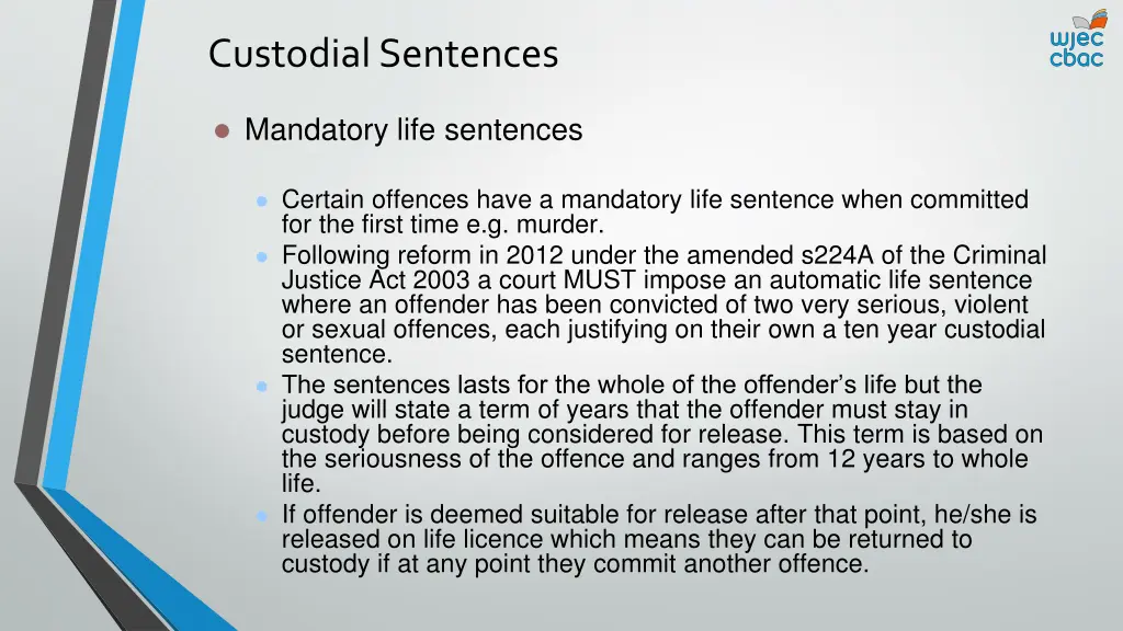 custodial sentences