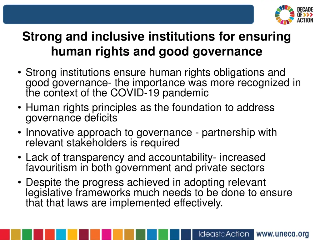 strong and inclusive institutions for ensuring