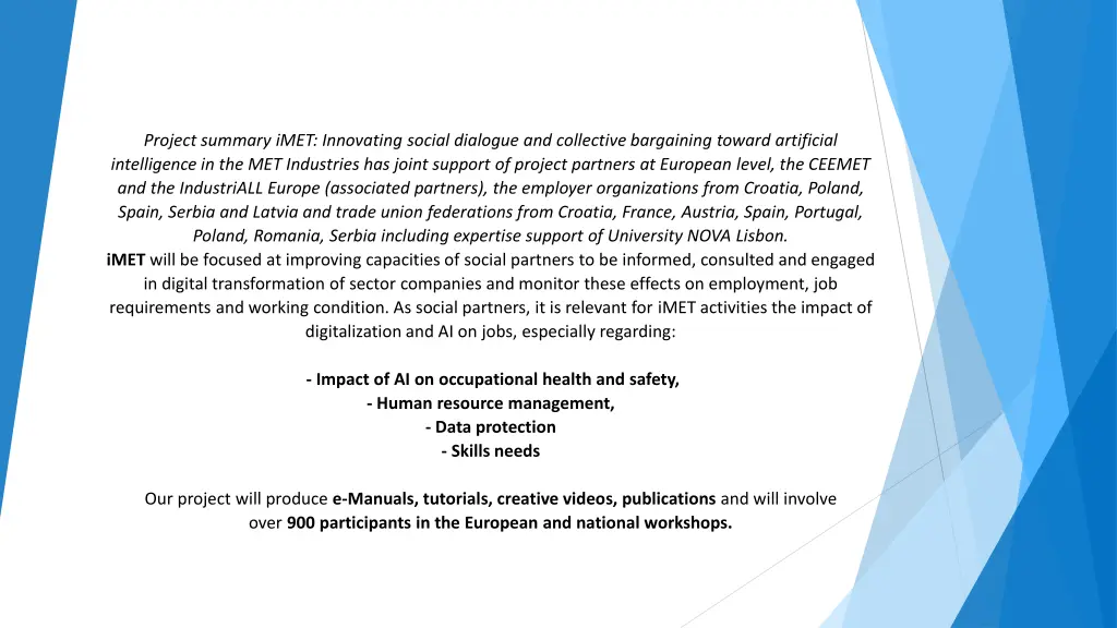 project summary imet innovating social dialogue